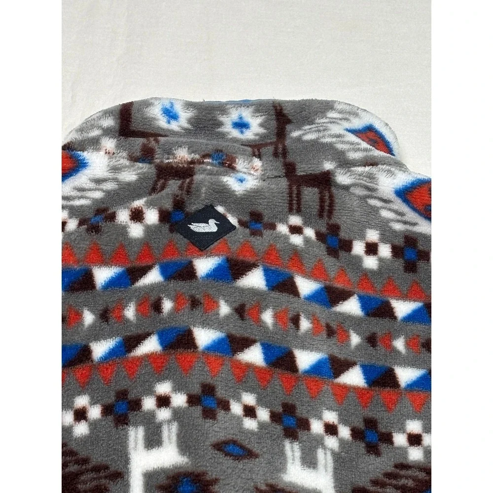 Southern Marsh Aztec Llama Fleece Quarter Zip Pullover Mens Gray Blue Multicolor